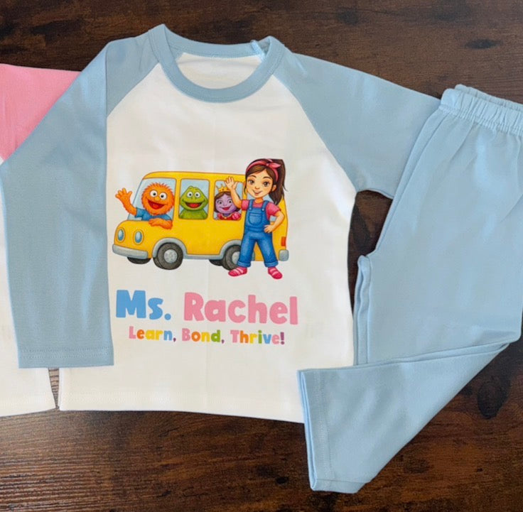 Ms Rachel Inspired Kids Pyjamas with Mini Bus | Baby & Toddler PJs | Perfect Birthday Gift