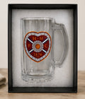 Football Crest Glass Tankard – Personalised Beer Mug | Hibs, Hearts, Celtic, Liverpool, Man United & Scotland Designs | Gift Boxed