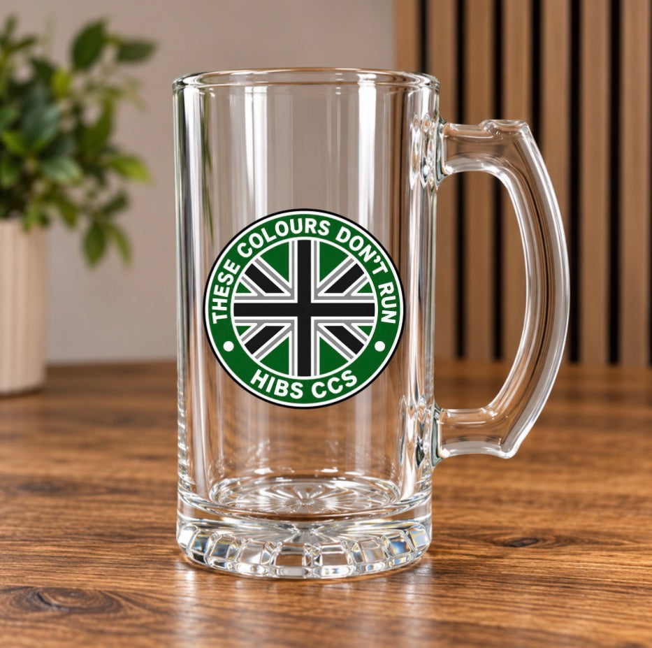 Hibernian Inspired Glass Beer Tankards – Hibs Designs – Gift Boxed