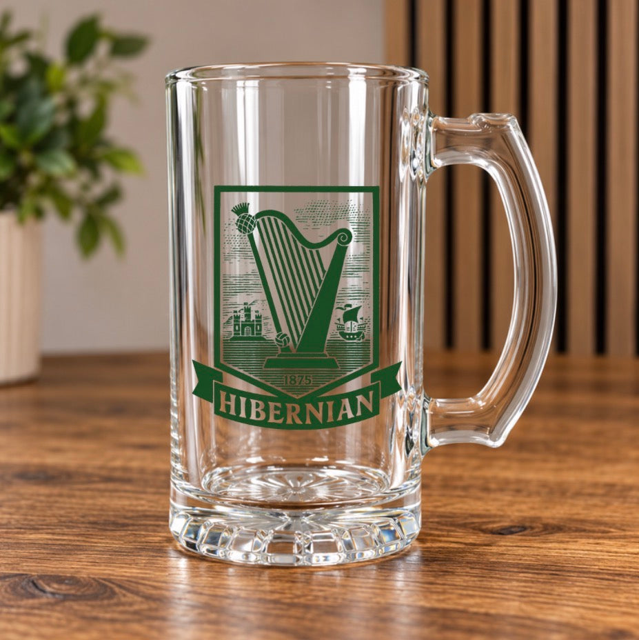 Hibernian Inspired Glass Beer Tankards – Hibs Designs – Gift Boxed