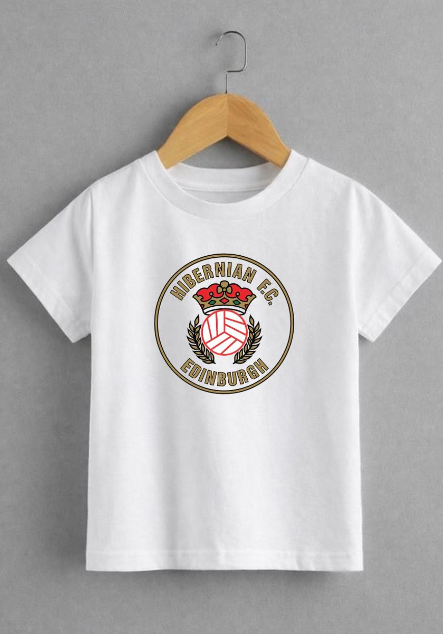 Hibernian FC Edinburgh Crest T-Shirt – Kids & Adults Football Tee (Black & White)