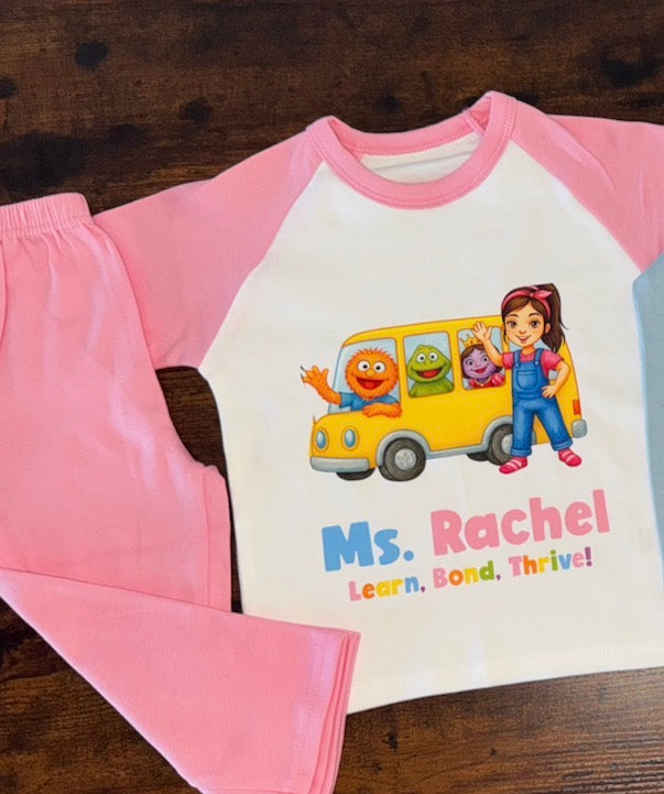 Ms Rachel Inspired Kids Pyjamas with Mini Bus | Baby & Toddler PJs | Perfect Birthday Gift