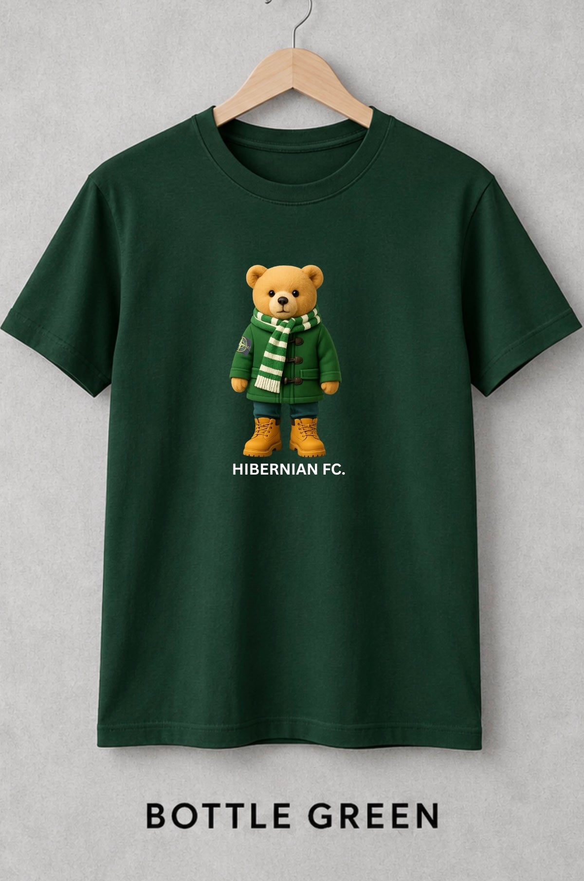 Hibernian Teddy Bear T-Shirt | Kids & Adults Football Fan Tee | Cute Hibs Supporter Top |