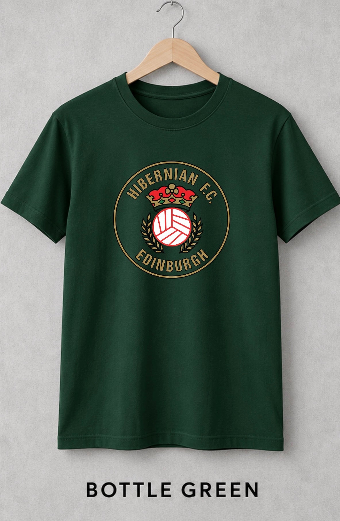 Hibernian FC Edinburgh Crest T-Shirt – Kids & Adults Football Tee (Black, White & Green