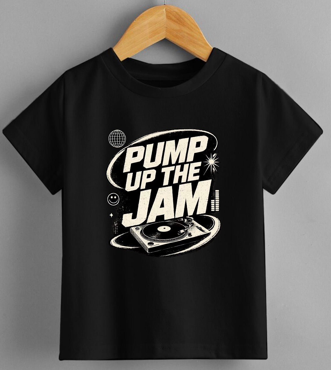 Pump Up The Jam DJ T-Shirt – 90s Rave Club Tee | Front or Back Print Option | Unisex Music Festival Shirt kids and adults