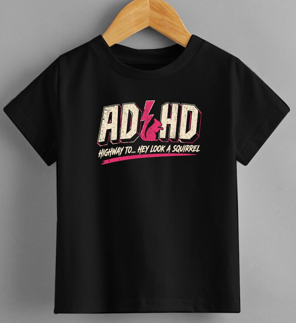 ADHD Highway To… Hey Look A Squirrel T-Shirt | Funny ADHD Tee for Adults | Neurodivergent Humor Shirt | Unisex Graphic Tee