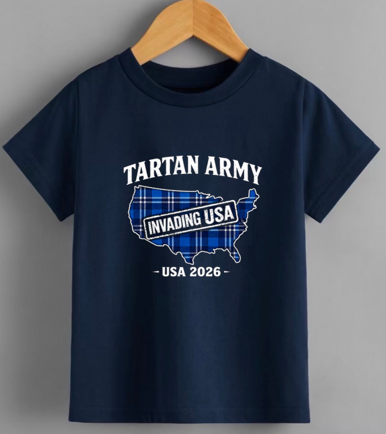 Scotland Tartan Army Invading USA 2026 T-Shirt – Scottish Football Supporters Tee KIDS & ADULTS