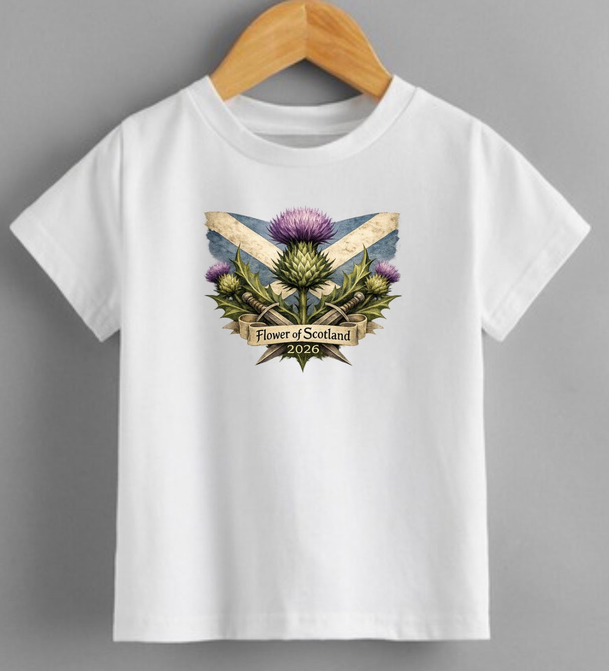 Flower of Scotland 2026 T-Shirt | Scotland World Cup Tee | Tartan Army Supporters Top | Scottish Thistle Football Shirt (Kids & Adults)