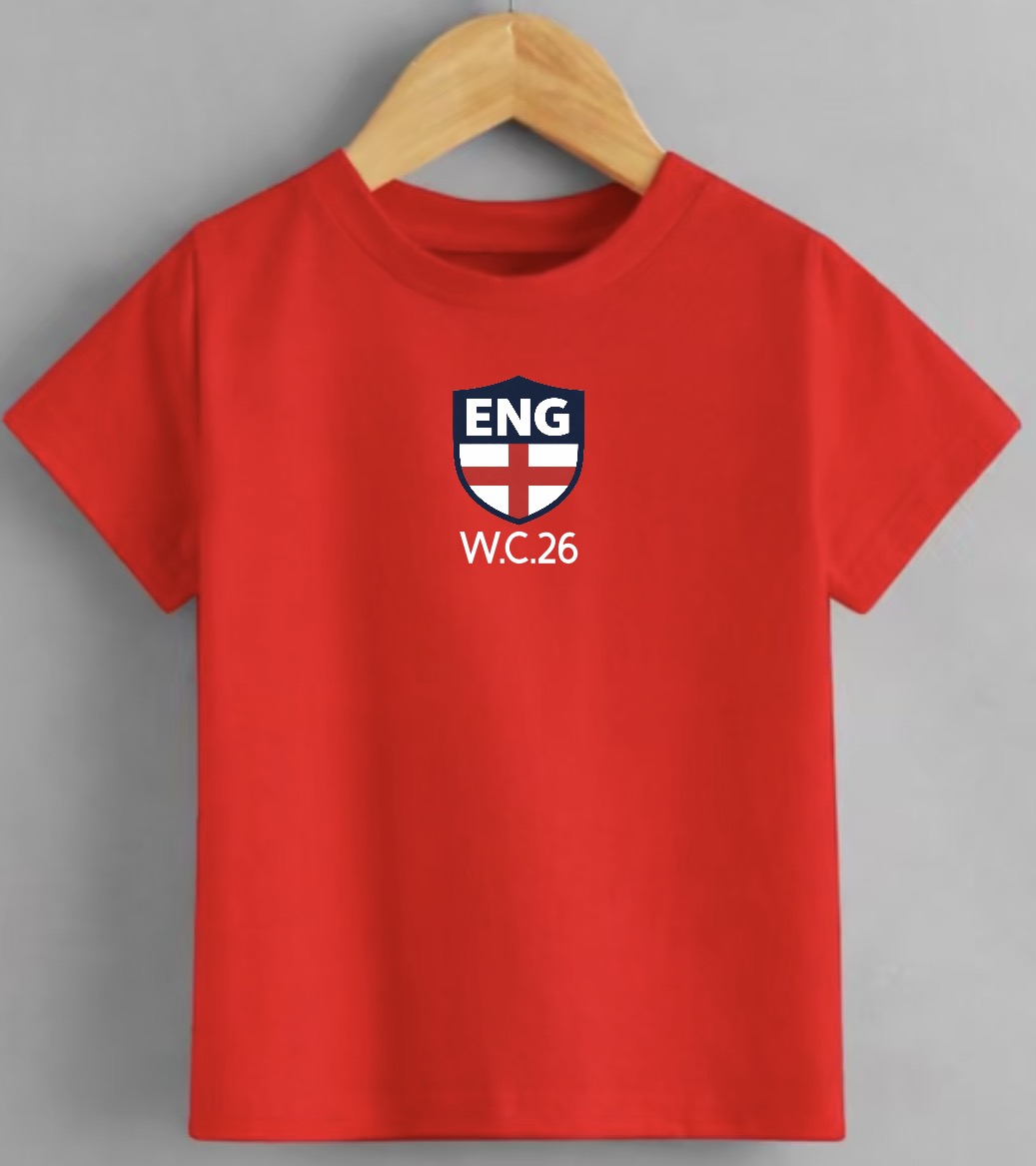 England On Tour 2026 T-Shirt – ENG Crest W.C.26 | Kids & Adults Matching Football Tops