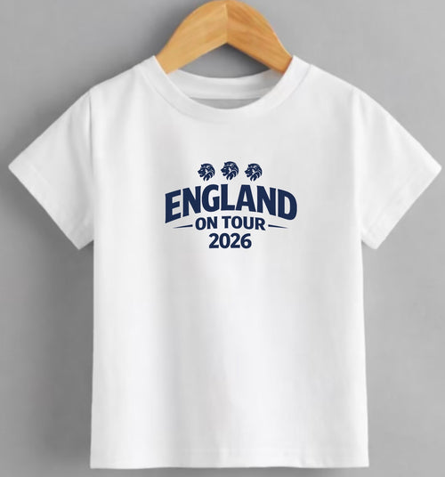 England On Tour 2026 T-Shirt – Three Lions Design | Kids & Adults Matching Football Tops