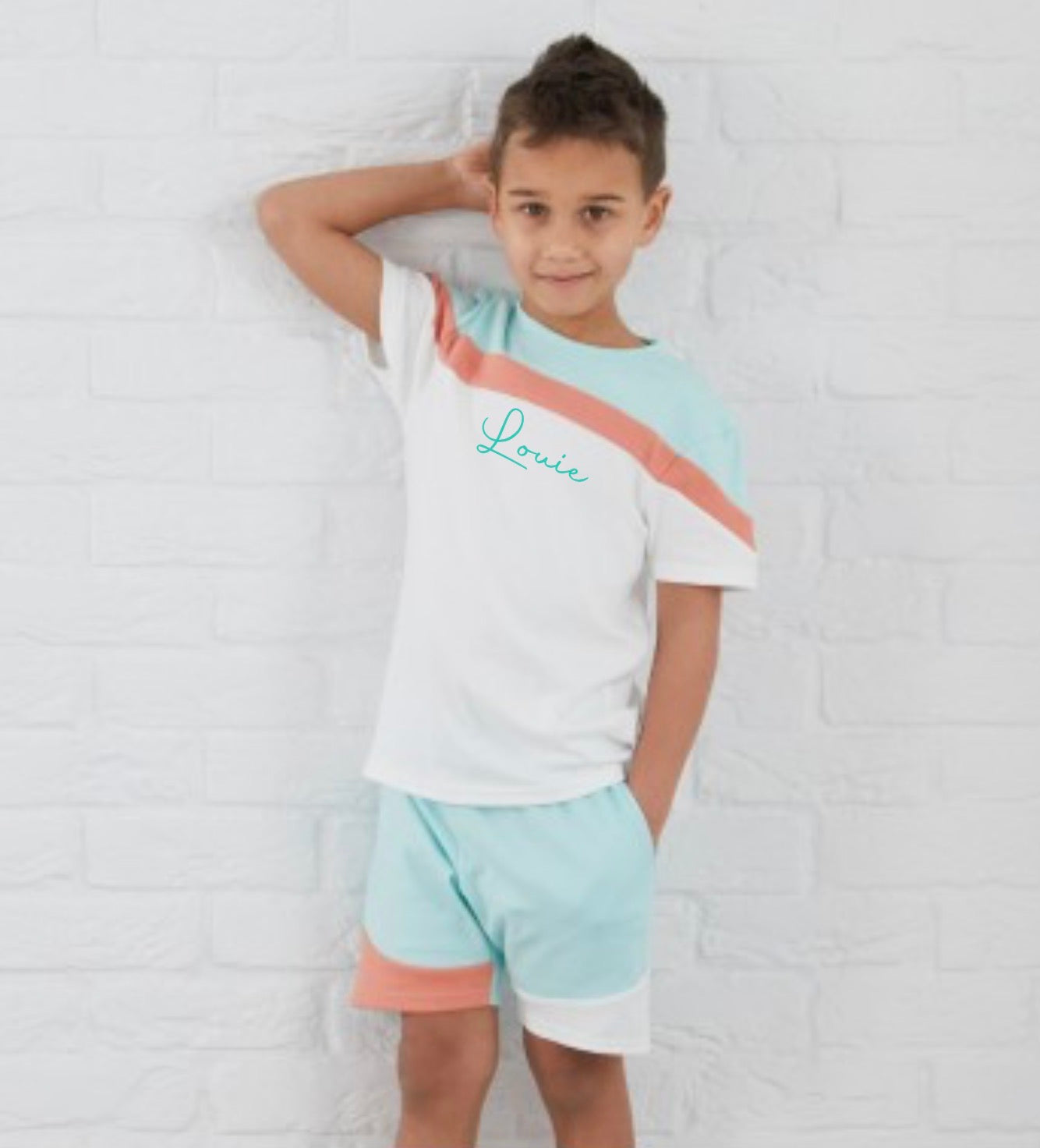 Personalised Kids Summer Lounge Set | Custom Name T-Shirt & Shorts Co-Ord Outfit | Boys & Girls Matching Set