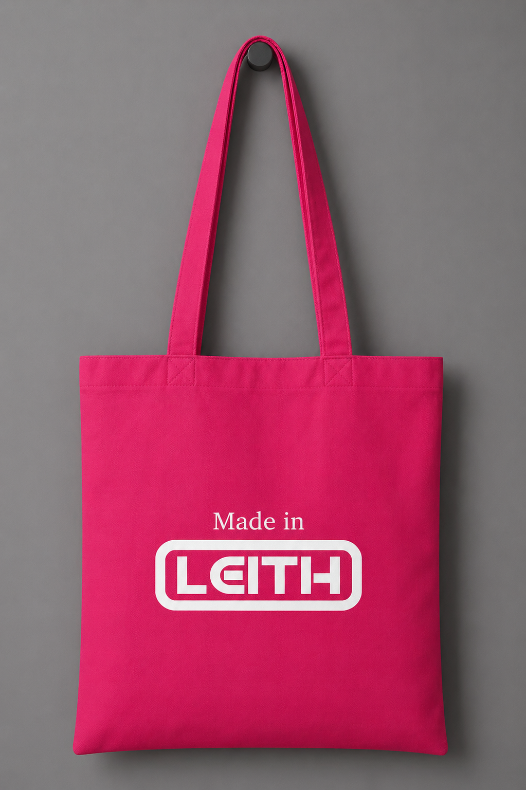 Made in Leith Tote Bag – Stylish Cotton Shopper Bag | Black, Green & Pink Reusable Everyday Bag (Copy)