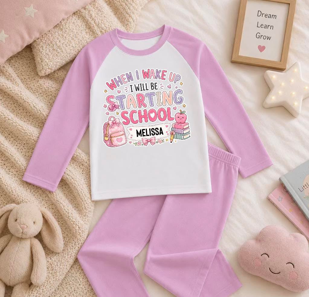 Personalised “When I Wake Up I Will Be Starting School” Kids Pyjamas | Boys & Girls starting  School PJs
