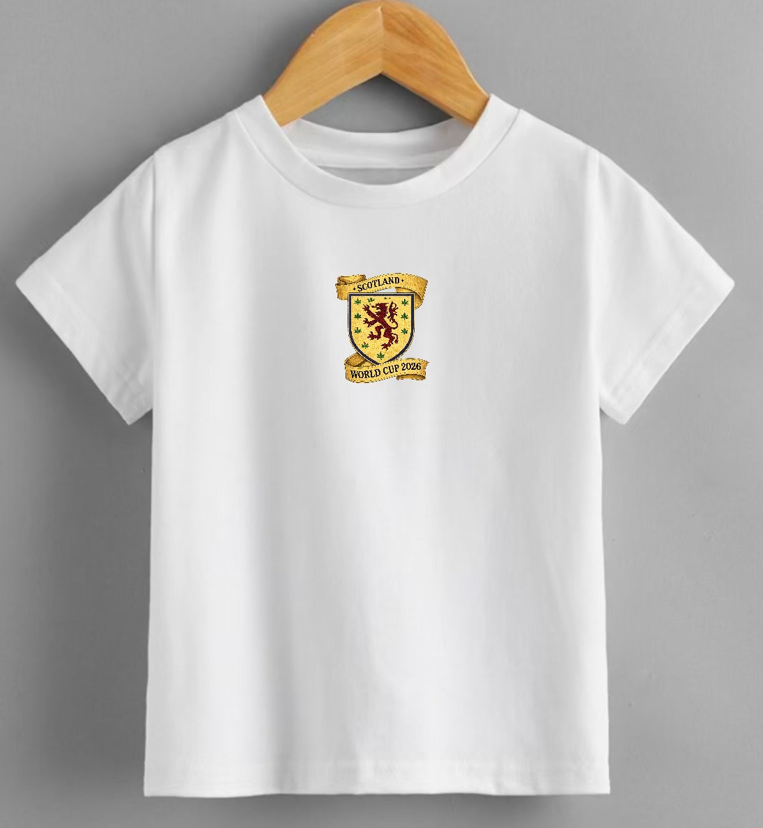 Scotland World Cup 2026 Crest T-Shirt – Retro Lion Badge | Kids & Adults | Navy & White (Copy)
