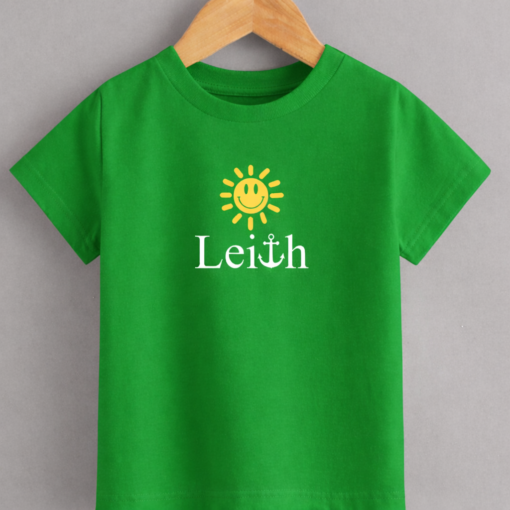 Sunshine on Leith Smiley Sun T-Shirt | Feel-Good Leith Tee | Black Graphic T-Shirt ADULT