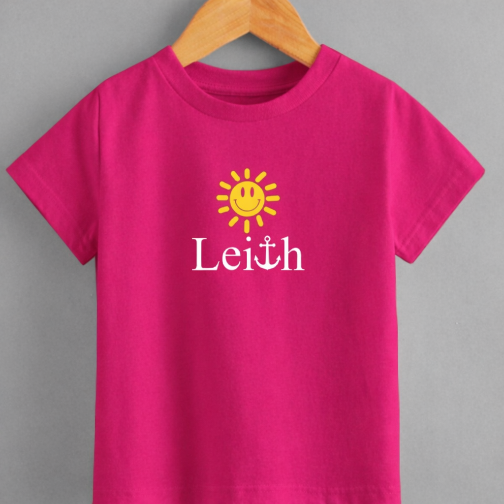 Sunshine on Leith Smiley Sun T-Shirt | Feel-Good Leith Tee | Black Graphic T-Shirt ADULT