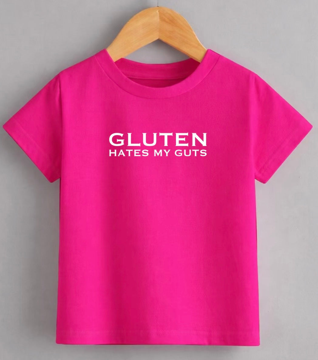 “Gluten Hates My Guts” T-Shirt – Funny Coeliac Awareness Tee | Gluten-Free Lifestyle Top | Adults & Kids