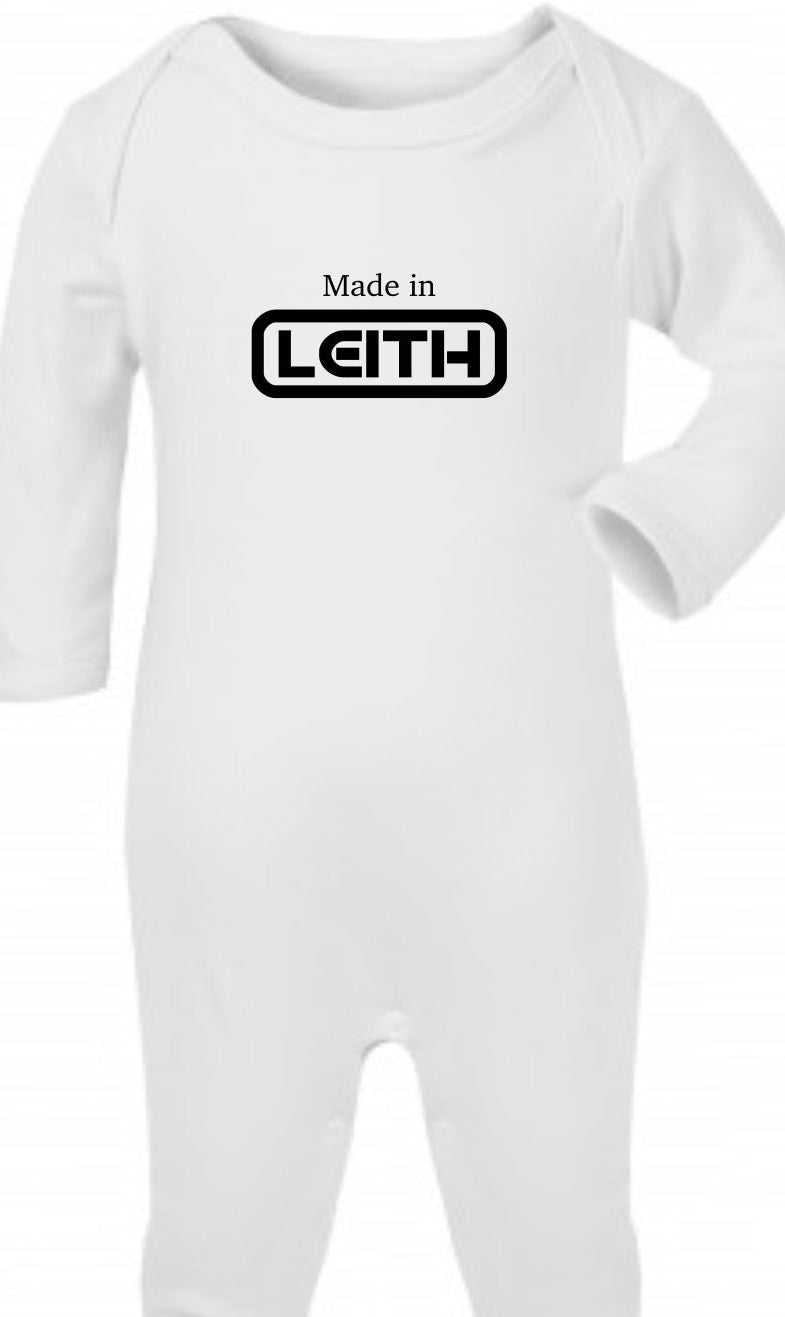 Made in Leith Personalised Baby Grow – Long Sleeve Romper | Newborn Gift | Custom Baby Outfit